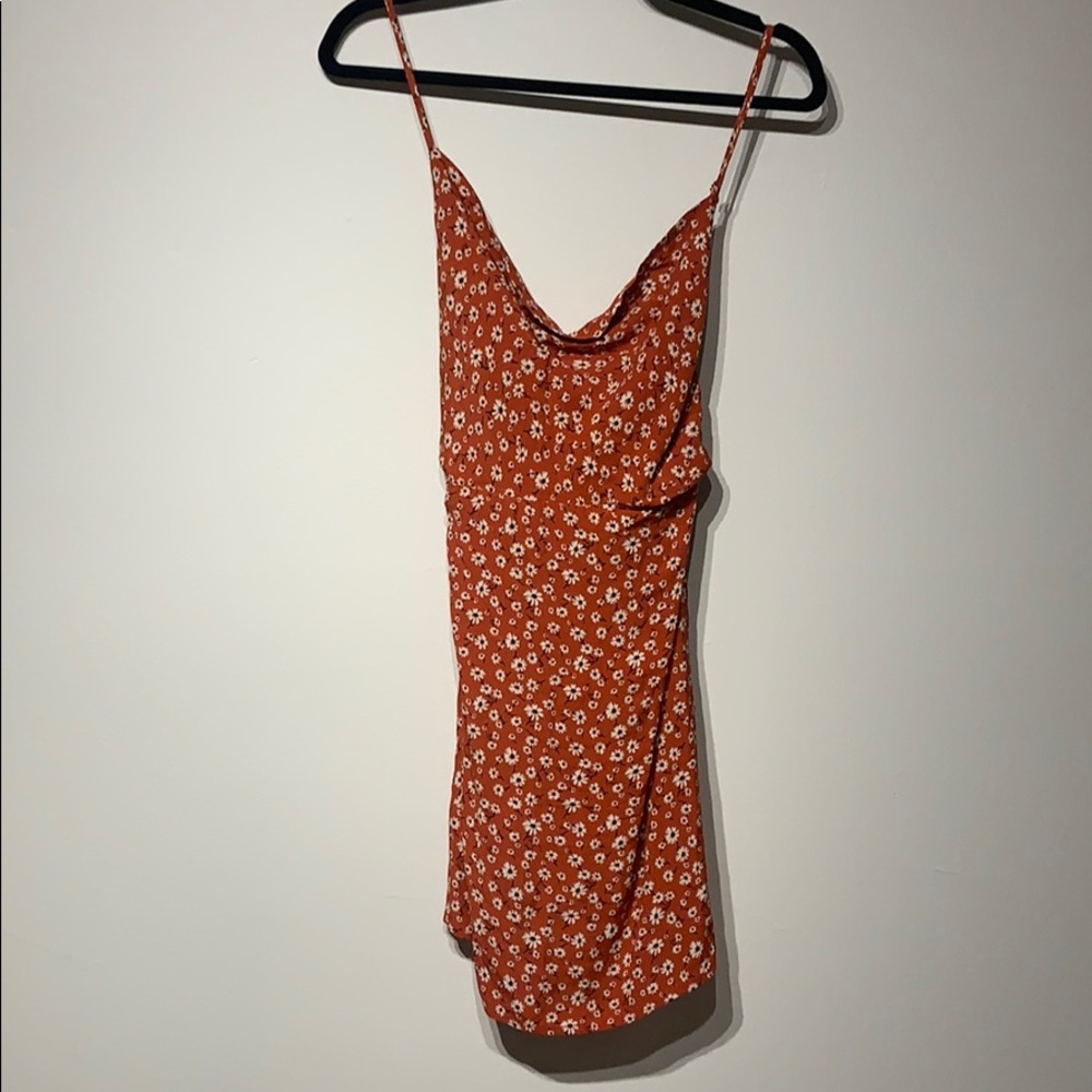 Orange mini floral dress
